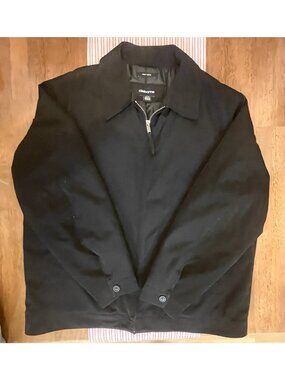 Men’s Claiborne Poly Tech Jacket XL Black Lined Full Zip Coat Water Resistant